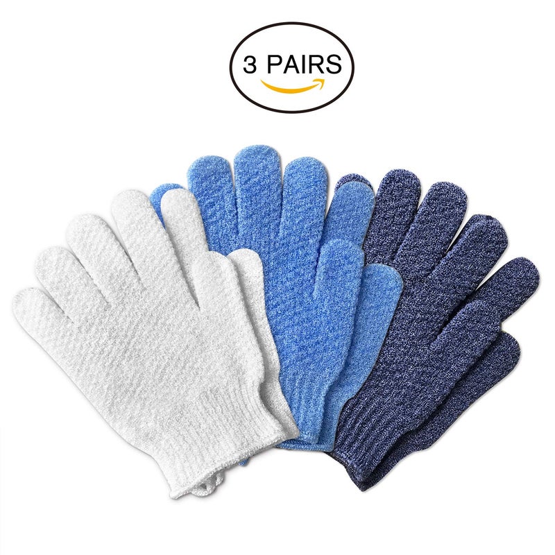 Evridwear قفاز إيفريد وير لتقشير البشرة للرجال والنساء، قفازات فرك الجسم ذات ملمسين لإزالة خلايا الجلد الميتة لمنتجع صحي منزلي، تدليك، مع حلقة تعليق (3 أزواج) - Image 5